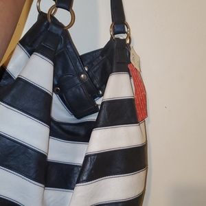 Black &white striped American Eagle purse